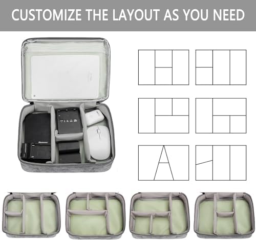 BSLVWG Travel Electronics Accessories Organiser Case,Portable Pouch Gadget Bag for 10.5'' iPad Pro,iPad air,Power Adapter Chargers,Cables,Power Bank, Mouse,Headphone,Kindle,USB Flash Drive (Gray) - Image 4