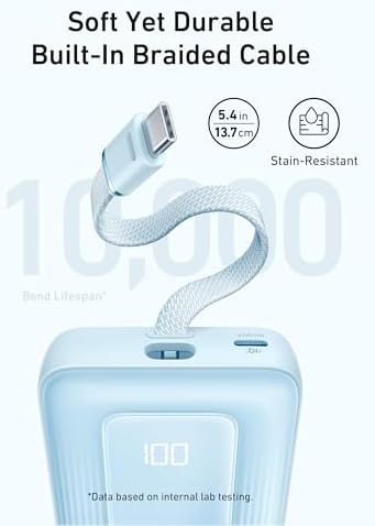 Anker Zolo Power Bank, 10,000mAh 30W High-Speed Portable Charger with Built-In USB-C Cable, Fast Charging Battery Pack for iPhone 17/17 Air/17 Pro/17 Pro Max/16/15 Series, Galaxy, iPad, and More - Image 3