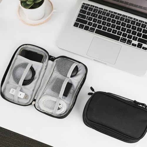 Electronics Accessories Organizer Bag, Waterproof Cable Organizer, 8.5 x 5 Inch Travel Gadget Bag for Men Women, Portable Cord Storage for Travel Business Home Office, Black - Image 6
