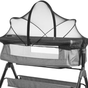 Fine Mesh Mosquito Net with Silent Zipper for Baby Travel Cot, Black | Smooth Noiseless Zipper Enables Easy Access, Quick To Assemble, Tightly Woven Mesh Blocks Insects