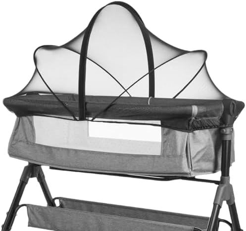 Fine Mesh Mosquito Net with Silent Zipper for Baby Travel Cot, Black | Smooth Noiseless Zipper Enables Easy Access, Quick To Assemble, Tightly Woven Mesh Blocks Insects