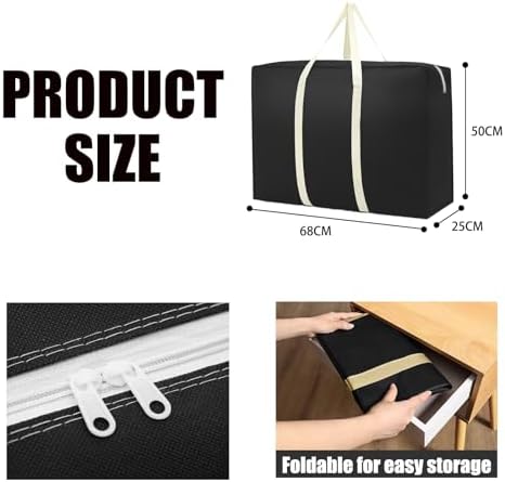 2 Pcs 89L Large Moving BagsHeavy Duty Packing Bags for Moving House Totes, Waterproof Storage Large Clothes Storage Bags with Zips for Bedding Blanket Clothing Travel Camping Wardrobe Essentials - Image 2