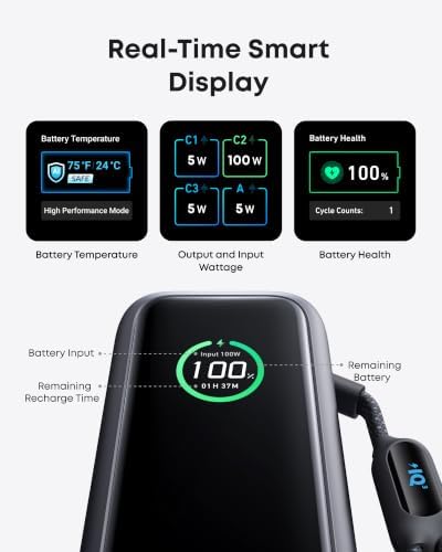 Anker Laptop Power Bank, 25,000mAh Portable Charger with Triple 100W USB-C Ports, Built-in Retractable Cables, Flight-Approved for Travel, iPhone 17/16 Series, Samsung, and More - Image 6