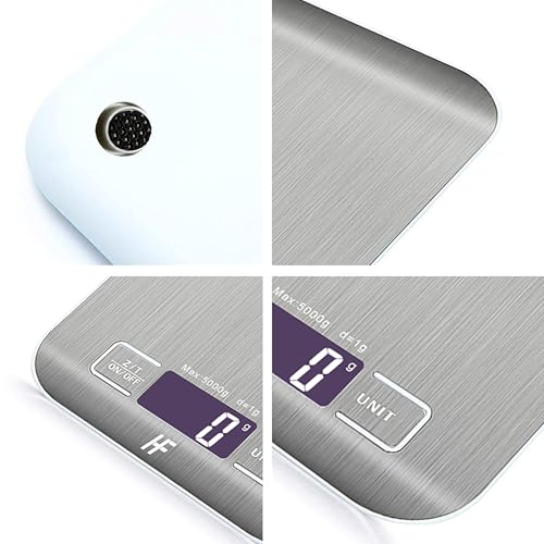HomeFashion 5kg 1g 11lb Digital Kitchen Scales Food Scale with stainless steel Platform Electronic Cooking Backlit LCD Display Multifunction for Home and Office Use - Image 2