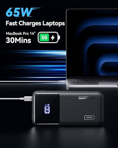 INIU 65W PD Fast Charging Power Bank, 20000mAh Laptop Portable Charger, Flight-Safe Battery Pack with USB C Cable for Travel MacBook iPad Tablet Switch Steam Deck iPhone 17 16 Pro Samsung S26 S25, etc - Image 2