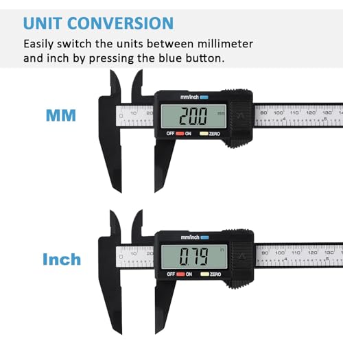 Digital Vernier Caliper, Adoric 0-6" Calipers Measuring Tool - Electronic Micrometer Caliper with Large LCD Screen, Auto-off Feature, Inch and Millimeter - Image 3