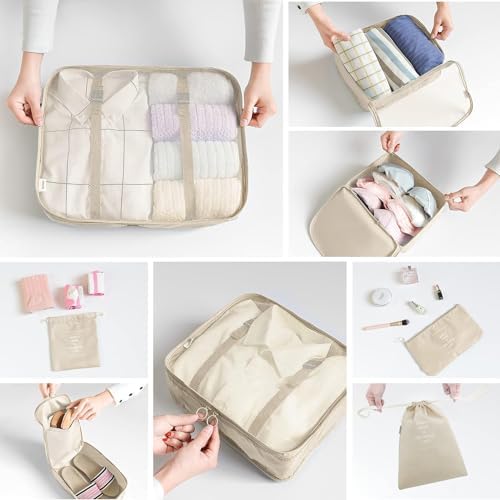 LANSKLBD 8 Set Packing Cubes for Suitcases, Travel Luggage Organizers, Essentials for Accessories, Shoe Bag, Toiletry Bag, Laundry Bag - Image 4