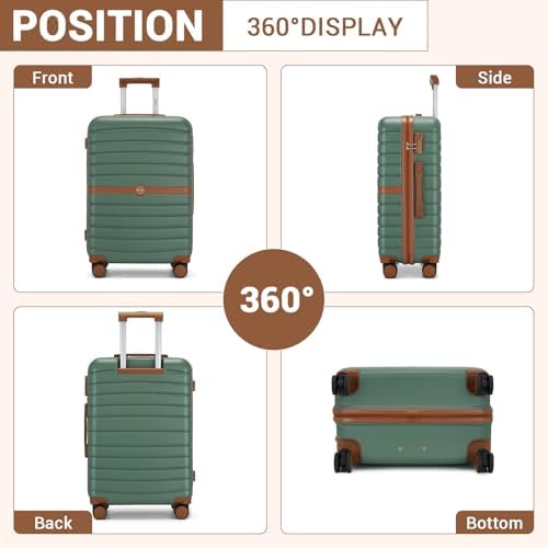Kono Cabin Suitcase 55x40x20 Lightweight ABS + PC Hard Shell Carry On Trolley Case Small Travel Hand Luggage with 3 Digit Combination Lock Spinner Wheels (Green/Brown) - Image 9