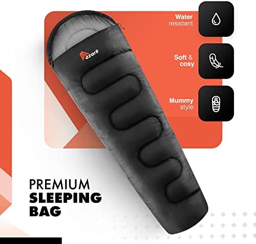 azark Premium Sleeping Bag, 350GSM, Lightweight and Waterproof, 4 Seasons of Camping, Hiking and Outdoors, Sleeping bag for Adults & Kids - Image 3