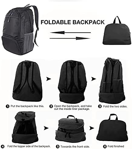 Lightweight Hiking Backpack, Foldable Outdoor Camping Hiking Travel Multi-functional Camping Trekking Rucksack Travel Climbing Mountaineer Outdoor Sport Daypack Bag for Men Women (Black) - Image 6