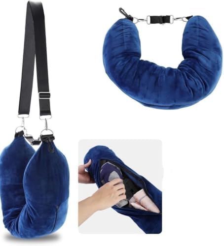 2 pcs Stuffable Neck Pillow for Travel with 2 eye masks, Soft Stuffable Neck Pillow for Travel Multifunctional U-Shaped Cushion Fillable with Clothes for Essentials Extra Luggage, Black and blue - Image 7