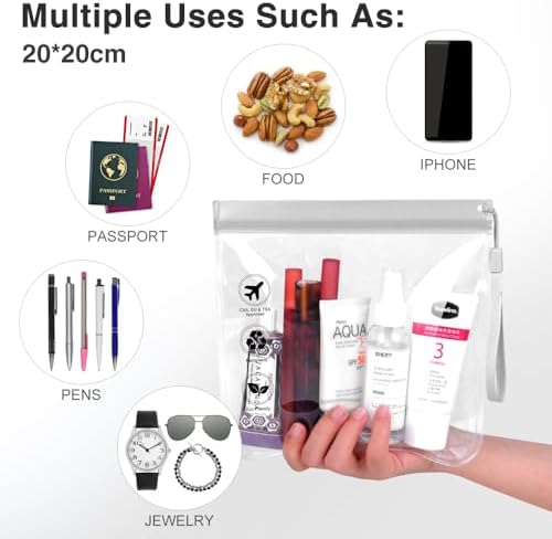 Airport Security Liquids Bags 20x20cm, Clear Travel Toiletry Bags TSA Approved Leakproof Wash Bags Travel Accessories Holiday Essentials for Women/Men - Image 7