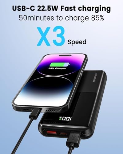 Power Bank Fast Charging 20000mAh 22.5W Portable Charger with Built-in Cables USB-C PD3.0 QC4.0 Powerbank Battery Pack with LCD Display for iPhone 17 16 15 14 13 Android and more - Image 2