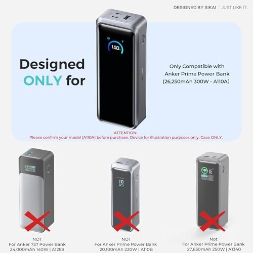 Silicone Protective Case for Anker Prime Power Bank 26250mAh/300W With Hanging Holes, Skin-Friendly Anti-Lost Protective Cover for Anker Power Bank A110A (Black) - Image 2
