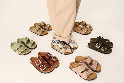 Projects Clouds Genuine Leather Flat Sandals for Women 2025 Comfortable Beach Necessities Women's Sandals Memory Foam Holiday Necessities Slides for Women Shoes (Santorini) - Image 8