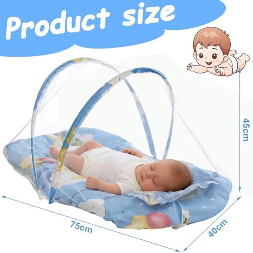 Baby Crib Net Tent, Portable Foldable Mosquito Net, Anti-Bug Crib Cradle Tent with Mattress Pillow for Baby Infant Portable Baby Travel Tent Black Cape - Image 2