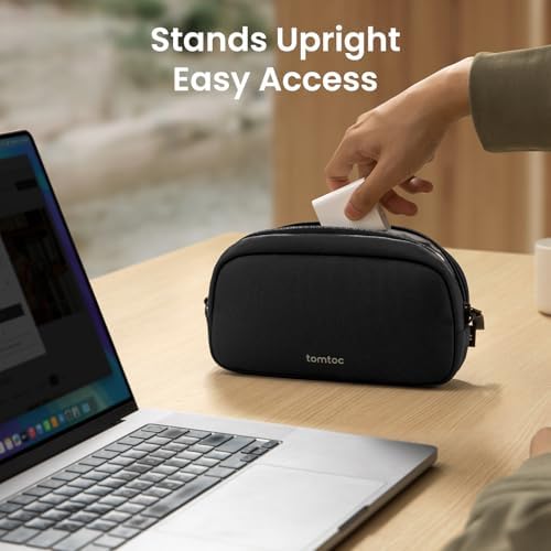 tomtoc Cable Organiser Bag Travel Pouch Water Resistant Accessory Bag Cord Organiser for Essentials, Tech Pouch Accessories Carry Storage for Power Bank, Charger, Airpods, USB, Pocket 3, Daily Items - Image 3