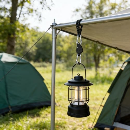 4-Pack Heavy Duty Metal Pulley Rope Adjuster Kit with 4mm Paracord & Hooks - Complete Tensioner System for Camping, Tent Guy Lines, Tarps, Hammocks and Outdoor Gear - Image 3