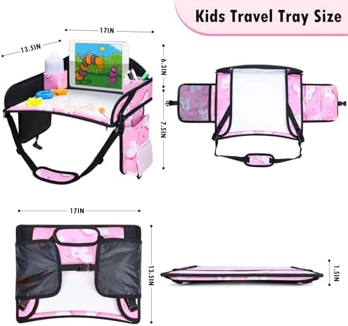 Kids Travel Tray, Travel Tray for Kids Car Seat, Toddler Car Seat Lap Tray, Carseat Tray for Kids Travel, Carseat Table Tray for Kids Travel Activities (Pink) - Image 6