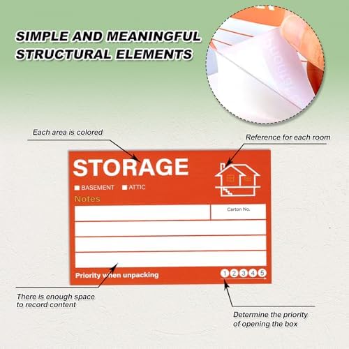 Moving House Stickers for Boxes, 80pcs Large Home Moving Packing Labels Box Stickers Color Coded Fragile Stickers for Packing Boxes - Image 3