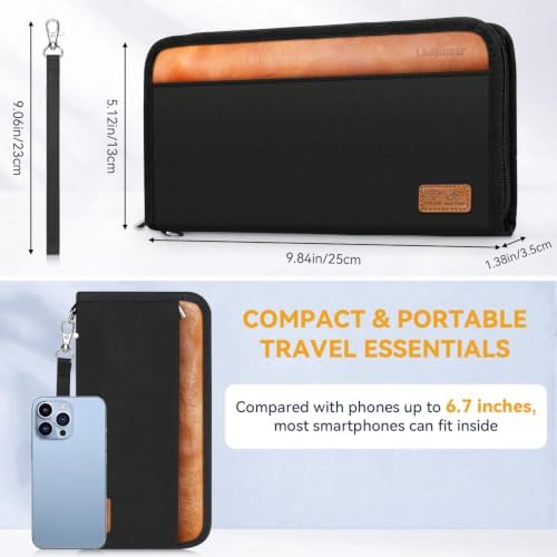 Travel Wallet, Family Passport Holder, RFID Blocking Travel Accessories Document Organiser for Tickets, Cards, Cash, Pen, Key, Waterproof Cover Holiday Essentials Case for Man & Woman - Image 9