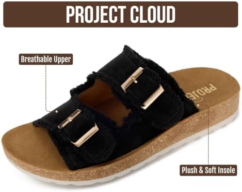 Project Cloud Comfortable Sandals Women - Lightweight with Plush & Soft Insole Buckle Womens Sandals - Non Slip and Durable Fashion Platform Frayed Sandal for Women 2026 (LIGHT) - Image 2