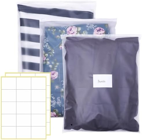 Zhtulck 30Pcs Reusable Ziplock Bags,40X30cm Hospital Bag Maternity Essentials, Travel Bags Organiser with Stickers, Hospital Bag Organiser Pouches Ziplock Bags for Clothes,Shoes,Cosmetics