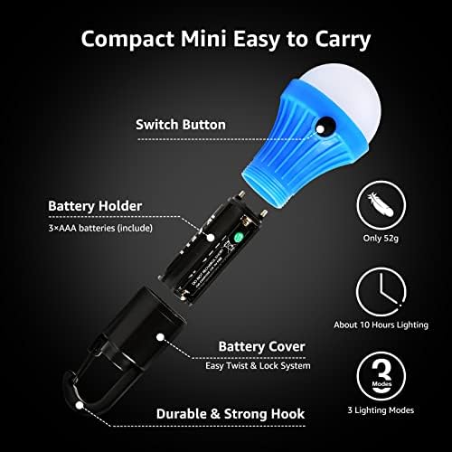 Lepro Camping Lights, Battery Powered Tent Lights, Warm White and Daylight Modes, Camping Accessories, Hanging Camping Lantern, Battery Lights for Power Cuts, Pack of 4 (AAA Battery Included) - Image 5