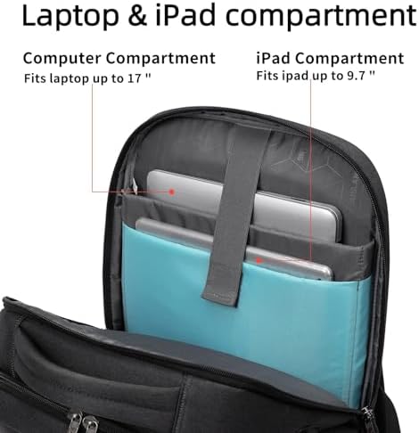 DUSLANG Travel Laptop Backpack, Work Bag Laptop Bag with USB Charging Port, Anti Theft Business Backpack, College School Rucksack for Men and Women, Fits 17 Inch, Black - Image 3