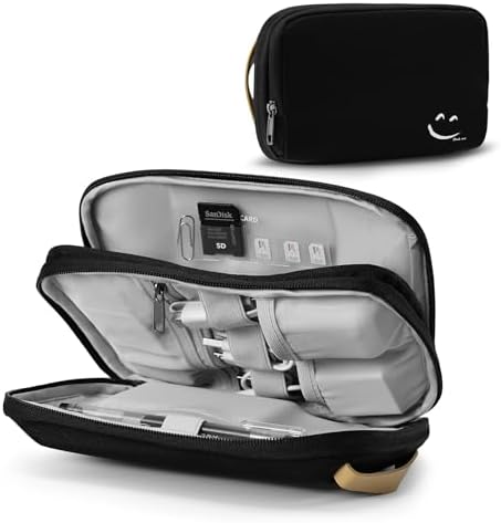 OrgaWise Cable Organiser Bag, Electronic Organizer Travel Case, Water Resistant Travel Accessories Bag Tech Pouch for Charger Adapter Power Bank Hard Drive (Black)