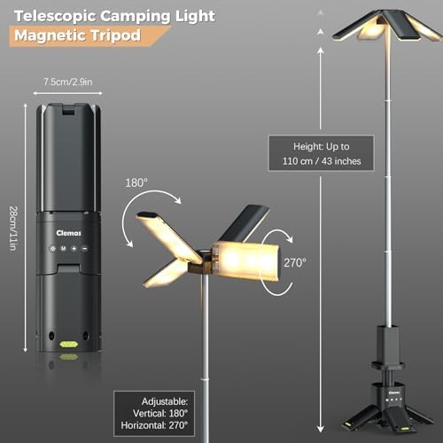Telescopic Camping Lights Rechargeable 14000 mAh Led Multifunction Magnetic Lanterns Job Site Lighting Cordless Dimmable Camping Tent Lamp Portable Power Supply 6000LM IPX5 Waterproof - Image 2