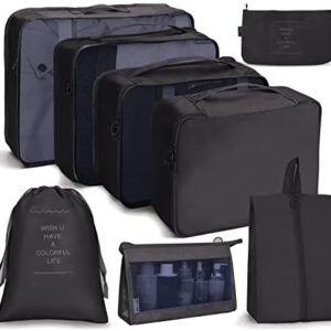 OSDUE Packing Cubes for Suitcase, 8PCS Thickening Travel Organiser Packing Bags Lightweight Travel Accessories Organizers Essentials Clothes Shoes Cosmetics Toiletries Storage Bags