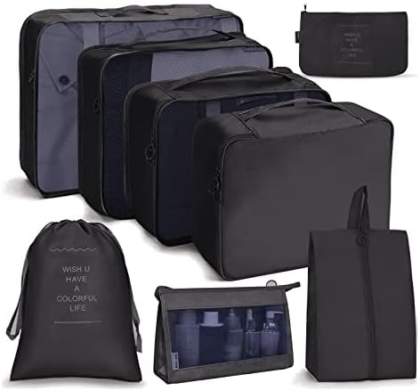 OSDUE Packing Cubes for Suitcase, 8PCS Thickening Travel Organiser Packing Bags Lightweight Travel Accessories Organizers Essentials Clothes Shoes Cosmetics Toiletries Storage Bags