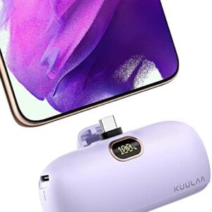 Kuulaa Portable Charger 5000mAh for iPhone 15 16 Power Bank USB-C Portable Phone Charger with Fast Charging (20W) Mini Battery Pack for iPhone 15 Pro/15 Plus/15 Promax/Samsung/Huawei Andriod - Purple