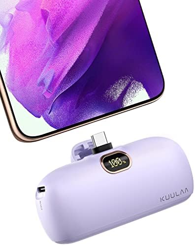 Kuulaa Portable Charger 5000mAh for iPhone 15 16 Power Bank USB-C Portable Phone Charger with Fast Charging (20W) Mini Battery Pack for iPhone 15 Pro/15 Plus/15 Promax/Samsung/Huawei Andriod - Purple