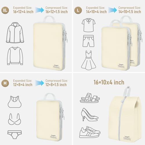 Compression Packing Cubes for Travel, Travel Essentials Luggage Organizer bags for Suitcase, Durable Compression Travel Packing Cubes for Carry on Backpack - Image 5