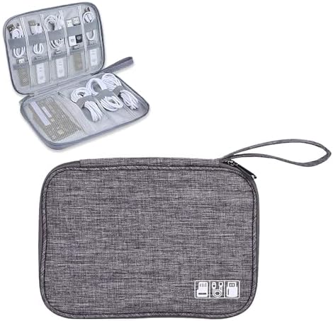 YUNYU Electronics Accessories Organizer Bag, Carry Travel Gadget Bag, Electronics Accessories Bag, Bag Travel Electronics, for USB Cable Drive(Grey)