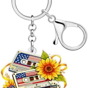 Acrylic Vintage Cassette Tape Keychain Wallet Car Ker Chain Rings Vintage Jewelry Nostalgia Gifts for Women Girls Charms