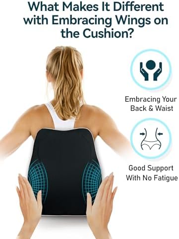 Travel Ease Ergonomic Lumbar Support Cushion, Memory Foam Back Support Cushion for Office Chairs with Skin-friendly Cover for Comfort (Black) - Image 2