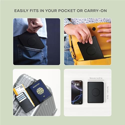Satechi Passport Holder for Travel with Find My, Passport Cover with 4 Card Holder, Wireless Charging, and RFID Protection – Travel Essential Synthetic Material (PU) Passport Holder – Black - Image 6