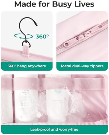 BAGSMART Hanging Toiletry Bag with Hook, Waterproof Travel Wash Bag Makeup Organiser, Full-Size Toiletries Cosmetics Accessories for Women & Men, Camel - Image 5