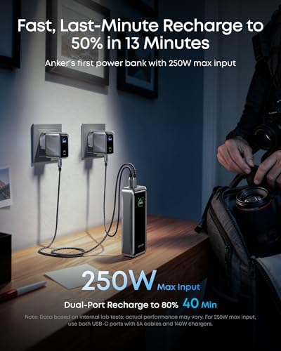 Anker Prime Power Bank, 26,250mAh 3-Port Portable Charger with 300W Max Output, Two-Way Charging, TSA-Approved, App Control, for iPhone 17/16 Series, and More (Base Not Included) - Image 4