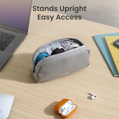 tomtoc Electronics Organizer Travel Case, Water Resistant Travel Bag Cable Organizer for Essentials, Tech Pouch Accessories Carry Storage for Cord, Phone, Cables, Airpods, USB Flash Drive, Daily Items - Image 4