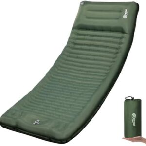 Portal Camping Mattress Single 10cm Thick with Foot Pump Inflatable Camping Mat Sleeping Pad Inflating Tent Mattress Camp Air Bed for Adults Lightweight Roll Mat Portable Outdoor Backpack