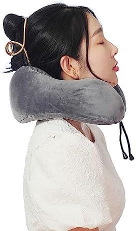 Memory Foam Travel Pillow, Neck Pillow with 360-Degree Head Support, Comfortable and Lightweight, Ideal for Sleeping on Airplane, Car, Train, Bus and Home Use, Comes with Storage Bag (Grey) - Image 6