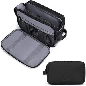 BAGSMART Mens Wash Bag Travel Toiletry Bag Makeup Shower Shaving Organiser for Bathroom Camping Gym - Water Resistant & Wet Dry Seperate, Black