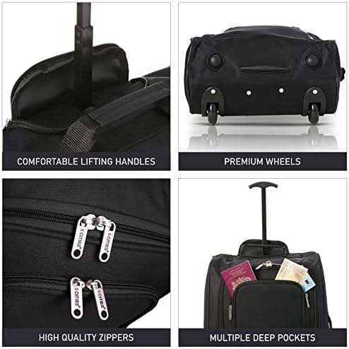 5 Cities The Valencia Collection Hand Luggage, 42 Liters, Plain Black Set of 2 - Image 5