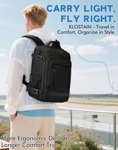 KLOSTAIN Cabin Bags 40x20x25 for Ryanair Underseat Travel Backpack Hand Luggage Carry-ons Bag Cabin Size 20L for Airplanes Flight Ruscksack Black - Image 6