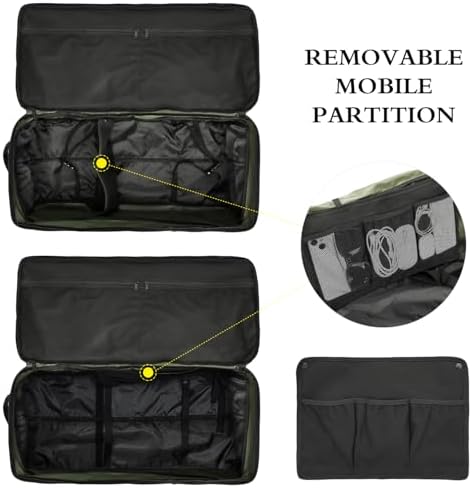 Large Foldable Duffle Bag with Wheels 85-100L Expandable Wheeled Holdall Extra Large Travel Rolling Duffel Bags for Men Women Collapsible Big Soft Luggage Camping, Green - Image 4