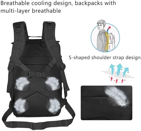 45L Military Tactical Backpacks Large Molle Army Assault Pack 3 Day Bug Out Bag Laptop Bag for Hiking Treeking Black Hunting Rucksack with 4 Flag Patches (Black) - Image 5